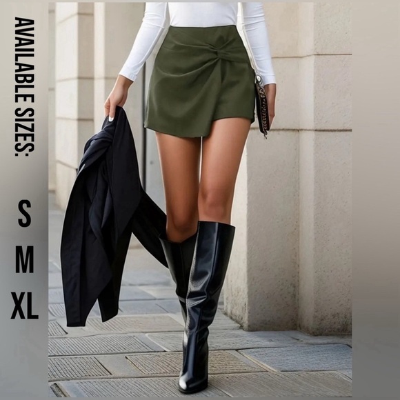 NIP-Solid Twist Front Asymmetrical Skort - Picture 1 of 5